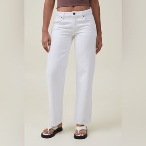 Cotton On Long Straight Leg Jeans Size 8 White Cream High Rise